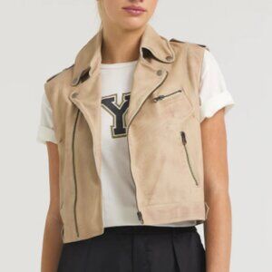JKT NYC Jilli Patina Leather Vest Sand